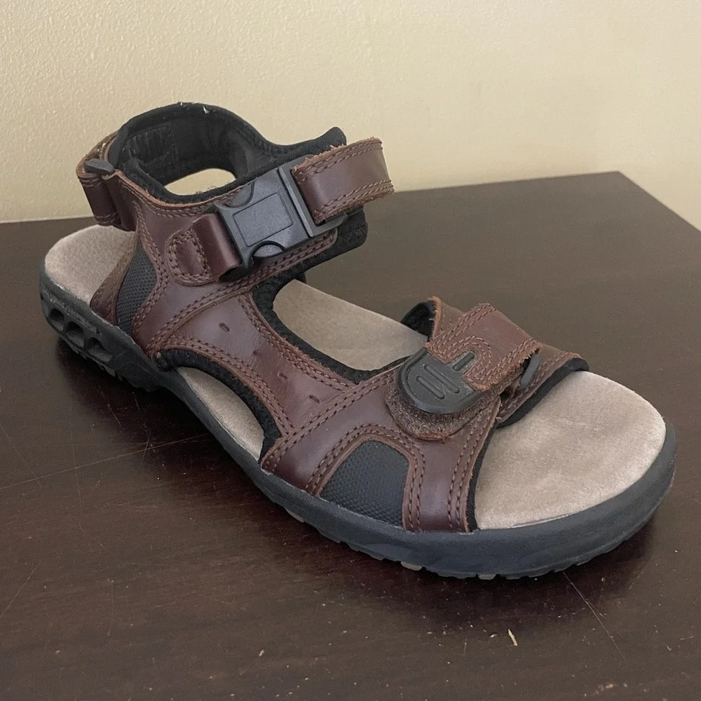 Covington Mens All Terrain Performance Brown Leather Hiking‎ Sport Sandals